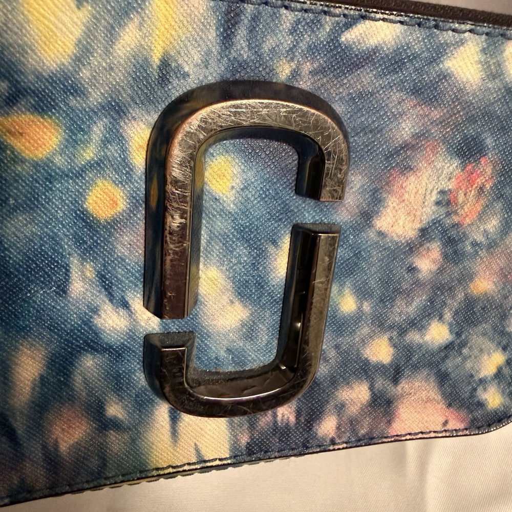 Marc Jacobs Snapshot Crossbody Bag Purse Watercolor Camera Shoulder Tie Dye Blue - Picture 7 of 16